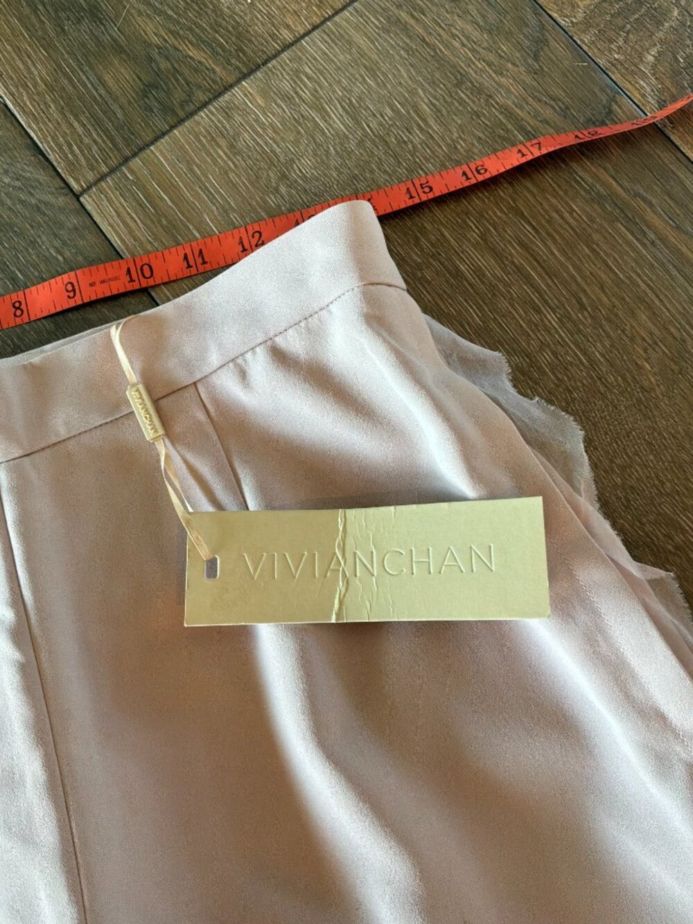NWT Vivian Chan Craner dusty pink, wide leg, silk side seam dress pants size 28 - Picture 3 of 9